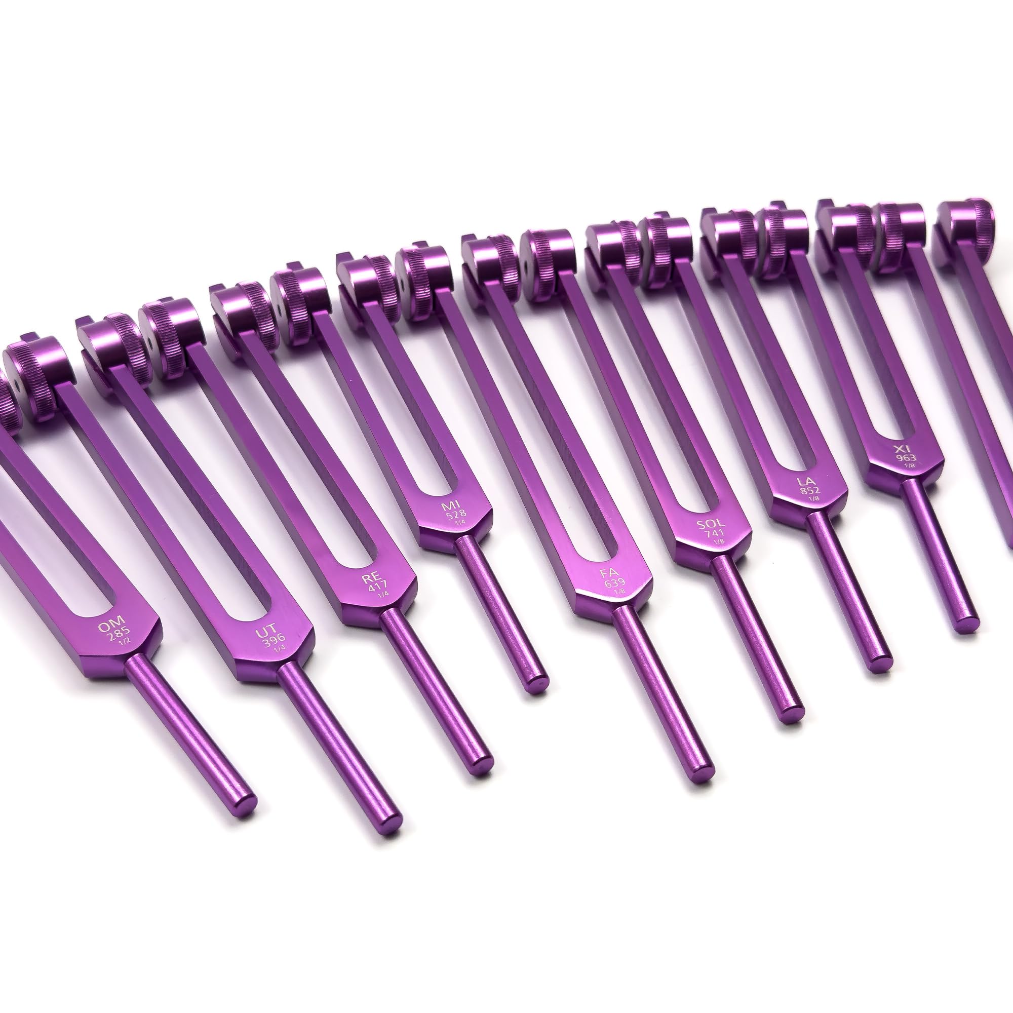 リラクゼーショングッズ SACED SOLFEGGIO OM TUNING FORK WEIGTED 9pc Secret Solfeggio Tuning Fork Set - 9 Weighted Solfege Syllable